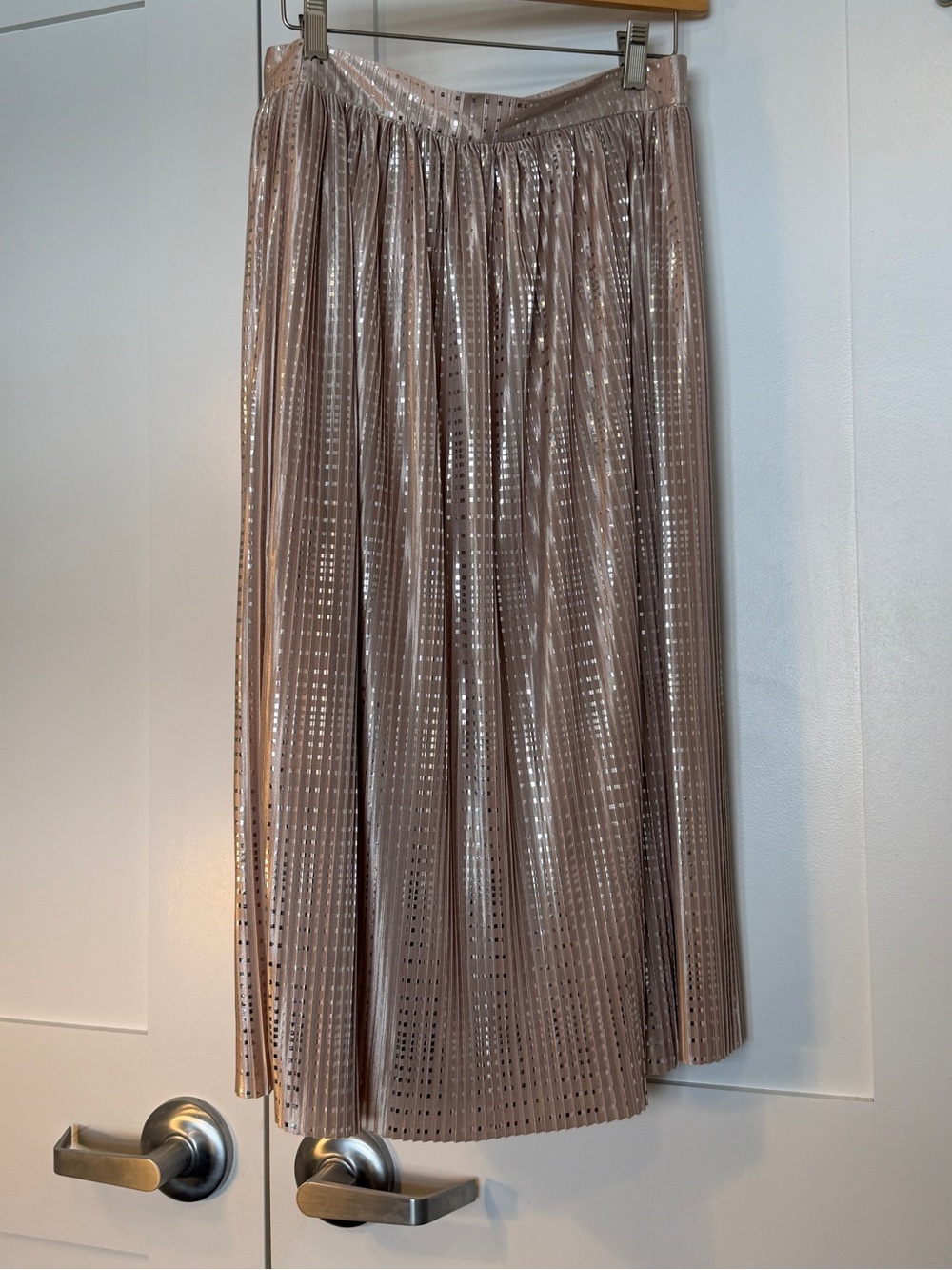 Sabina Musayev Pleated Metallic Midi Skirt